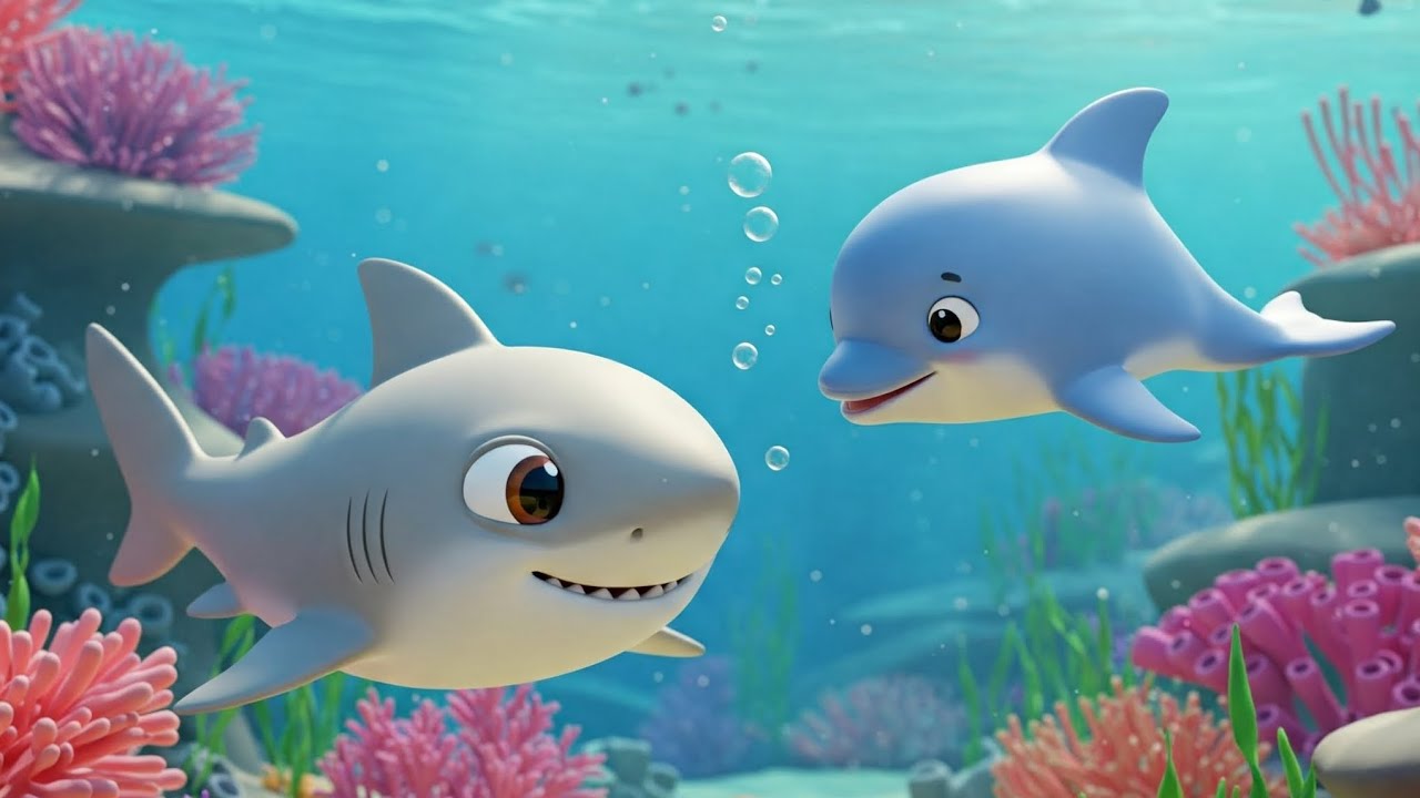 A little shark and little dolphin kids rhymes and poems chu chu PTV for kids poem