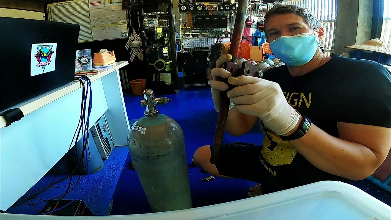 Removing valve from scuba tank YouTube