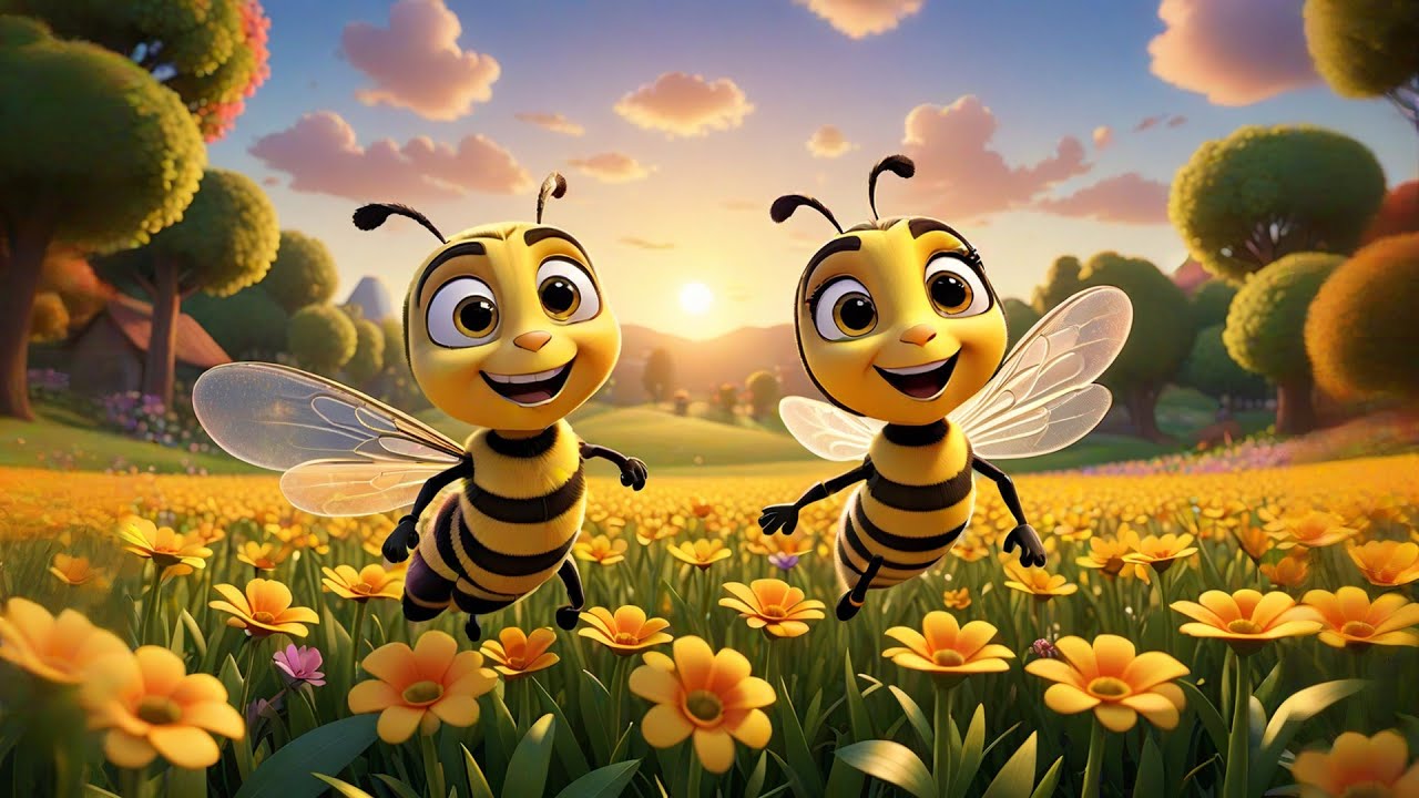 Four Buzzing Bees Dance on Flowers | Nature Song for Kids | Fun Springtime Counting Rhyme
