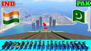 INDIA VS PAKISTAN | GTA 5 INDIA BIKES VS PAKISTAN BIKES LONG JUMPING CHALLENGE | Gta 5 Gameplay screenshot 5