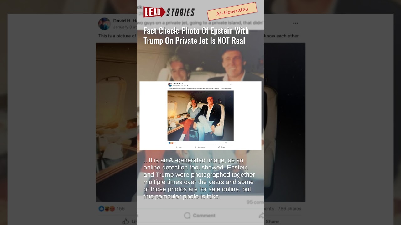 Fact Check: Photo Of Epstein With Trump On Private Jet Is NOT Real