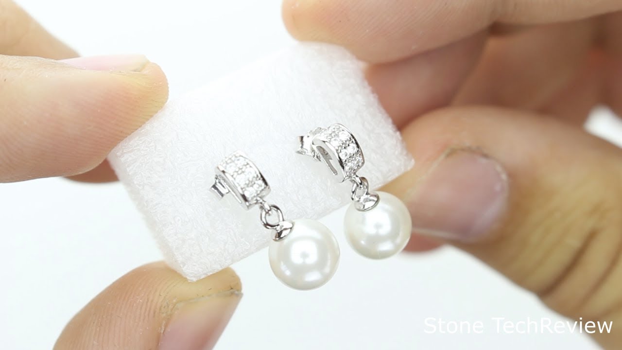 Unboxing Perlen Ohrringe Ohrstecker Set mit Kristall 925 Sterling Silber Ohrschmuck