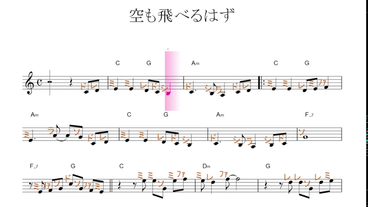 空も飛べるはず スピッツ 原曲key C ドレミで歌う楽譜 コード付き Youtube