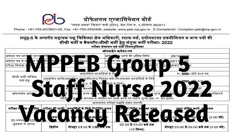 MPPEB Group 5 Staff Nurse 2022 Vacancy Released #mppeb_group_5_staff_nurse