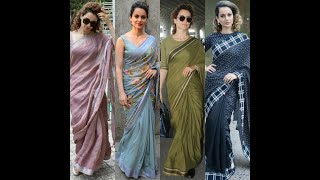 Bindas Kangana Ranaut linen sarees collection/How to style linen sarees like Kangana Ranaut