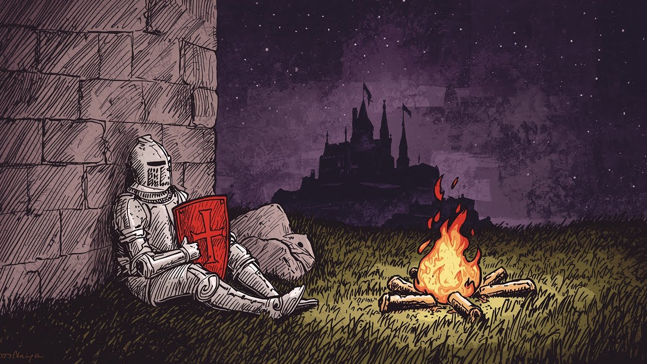 Medieval Night Ambience for Relaxation 🔥 Rain and Firelight | Dark Medieval Ambience