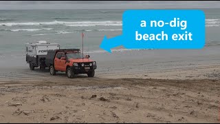 How to exit a beach when towing a caravan