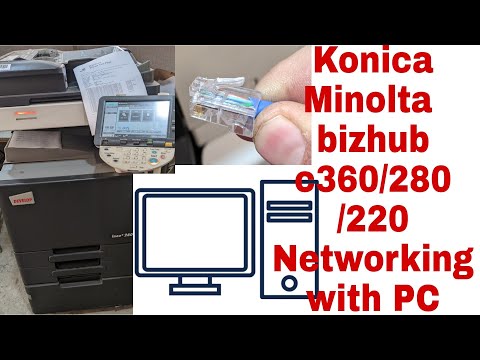how to konica minolta bizhub || color c360/c280/c220 install to networking with computer
