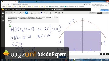 Find dimension of rectangle that give maximum area (2 vertices lie on y = 1-x^2)