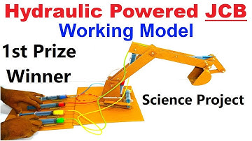 hydraulic powered JCB working model | Best Science Exhibition Project 2025 - diy | howtofunda