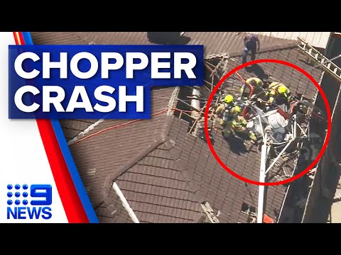 Pilot survives after crashing helicopter into house in melbourne | 9 news australia