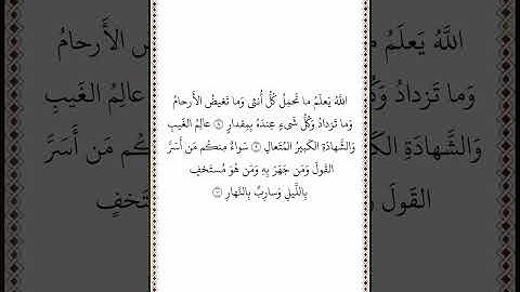 تلاوة في دقيقة سورة الرعد الآيات ٨ ١٠ الشيخ صلاح البدير