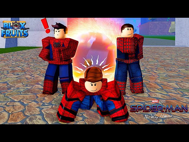 VIREI O HOMEM ARANHA E PROVEI A FRUTA SPIDER NO PVP BLOX FRUITS 