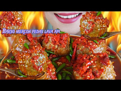 MAKAN BAKSO MERCON PEDAS BARA API | EATING SOUNDS