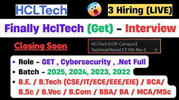 🔥HCL Tech 2025, 2024, 2023 Batch Hiring | Interview Mail OUT | HCLTech Mass Hiring | hire me plz