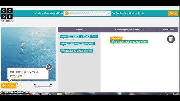 Code with Anna and Elsa at code.org - Puzzle 1 of 20