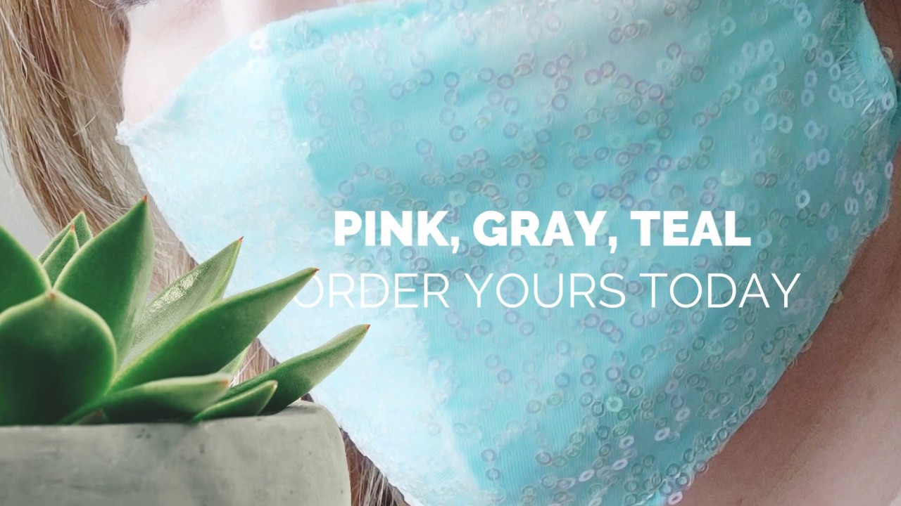 Teal Sequin Face Mask for women | Fresnell Shop | Handmade in the USA