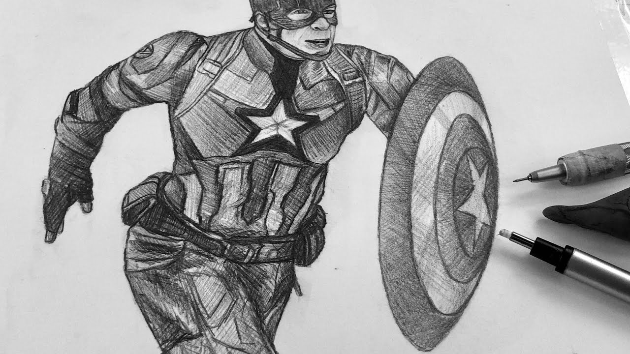 Captain America Drawing  for kids   Avengers drawing  Captain America  face Drawing avengers  YouTube