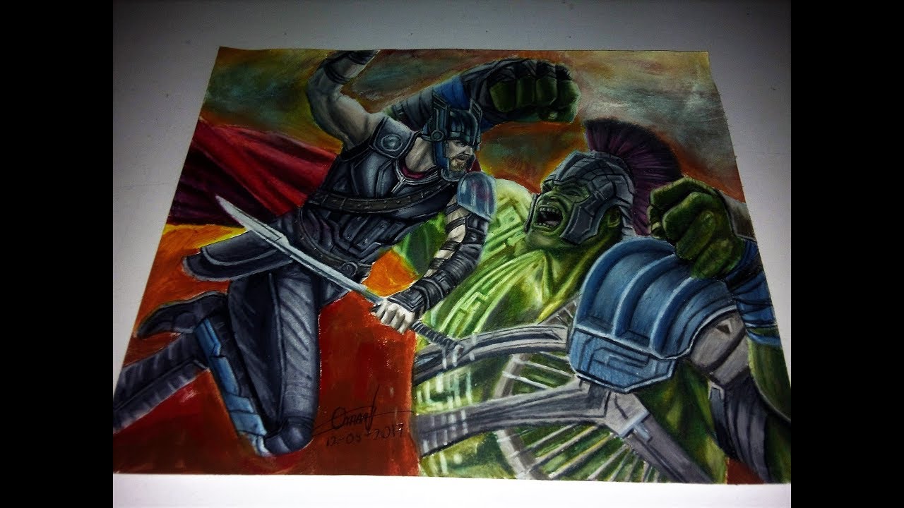 hulk vs thor drawings