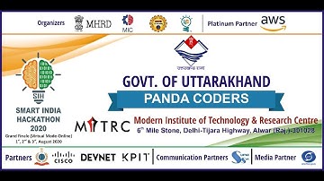 SIH 2020 | Final Round | MITRC | PANDA CODERS | Govt. Of Uttrakhand