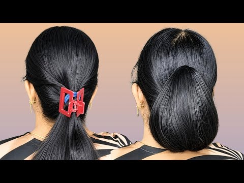 Easy Hair Bun With Clutcher ! Low Bun Hairstyle For Long Hair For Women Wedding! Hairstyle Tutorial 
