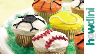 Cupcake decorating ideas: Sports theme decorated cupcakes