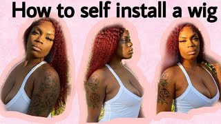 How to Self Install Red Lace Wig (Beginner friendly)