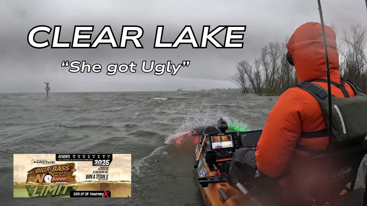 S1:E2– California's Biggest Kayak Tournament! $1k Big Bass, INSANE Weather.  Clear Lake Bass Fishing