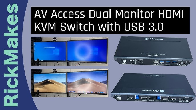 AV Access 2x1 4K KVM Switch w/ HDMI, for Home office/ Gaming