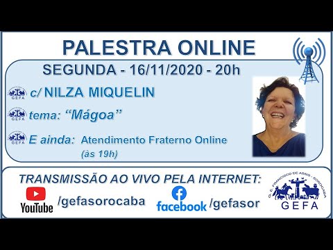 Assista: Palestra online - c/ NILZA MIQUELIN (16/11/2020)