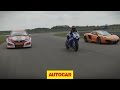 McLaren MP4-12C vs Honda Civic BTCC racer vs Honda Fireblade British Superbike