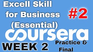 Coursera Excel Skills for Business: Essentials Week 2 Final Quiz Solutions