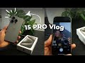   iphone 15 pro unboxing vlog natural titanium  setup  accessories   camera test  asmr