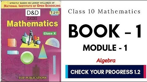 NIOS CLASS 10 | ALGEBRA | CHECK YOUR PROGRESS 1.2 PART 3