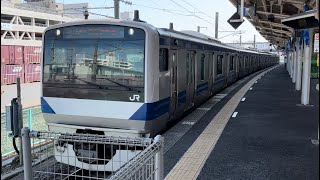 E531系0番台ｶﾂK474編成が回送電車として土浦駅3番線を発車する動画（2024.3.16）