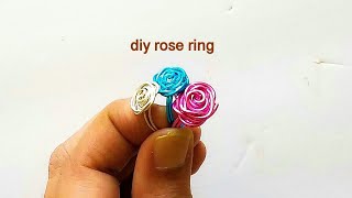 diy rose ring/how to make simple and easy wire wrapping rose ring /no tools ring making
