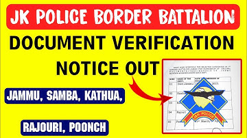 JK Police Constable 2023 : Border Battalion Boys Document Verification Official Notification