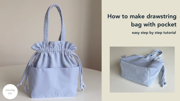 EDITED SIZE in comment* DIY drawstring bag with double handle