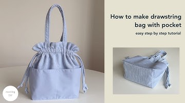 DIY drawstring bag with pocket | How to make drawstring bag