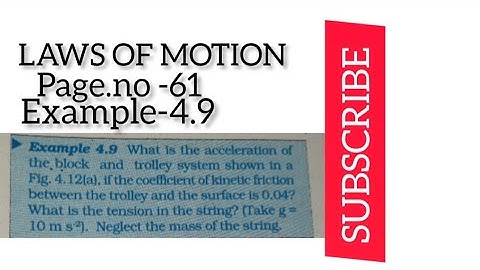 What is the acceleration of the block and trolley system shown in a Fig. 4.12(a), if the coefficient