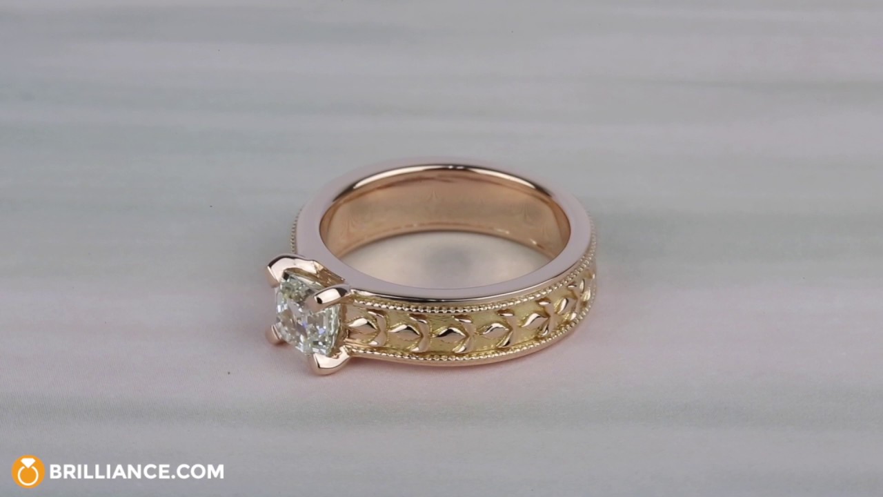 Antique Floralee Diamond Engagement Ring in Rose Gold