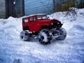 Tamiya CR01 Toyota Land Cruiser running in snow mikeekim (no soundtrack, works on mobile devices)