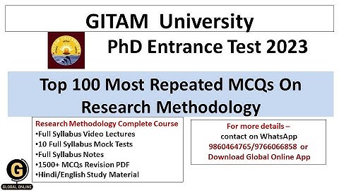 GITAM University Research Admissions Test 2023 top 100 most repeated MCQs on Research Methodology|