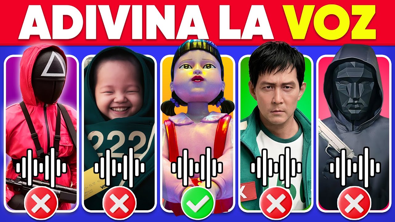Adivina El PERSONAJE de EL JUEGO DEL CALAMAR 3 😱🤔456💚Líder🖤Jugadora 222💙👧Adivina La Voz