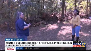 Woman volunteers to help clean up Carver Memorial Cemetery