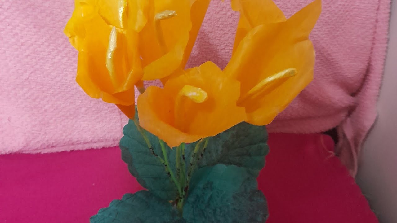 DIY: how to make CALLA lily flower from used plastic bag