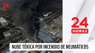 Incendio en acopio de neumáticos en Cerrillos provoca densa nube de humo en Santiago