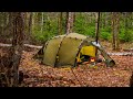 Hot tent camping in rain