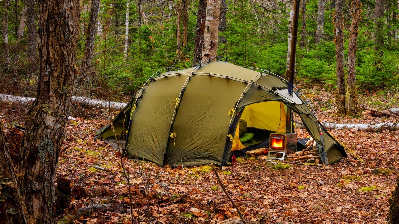 Hot tent Camping In Rain