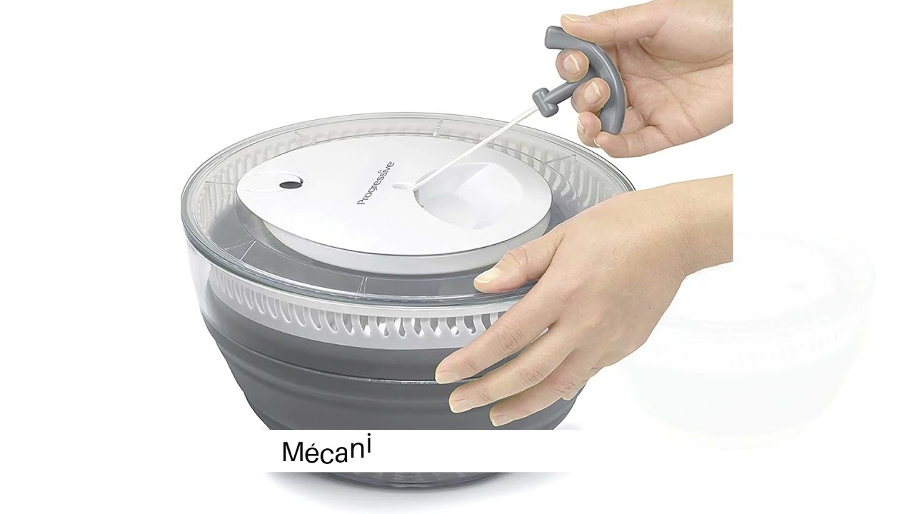 Essoreuse à Salade Pliable Avec Poignée - Spinner Manuel Minimal Effort, Plastique Sans BPA, Blanc, Grande Capacité